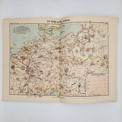 Military 1899 Deutscher Armee-Atlas German Atlas Paul Langhans Justus Perthes - Image 1 of 4