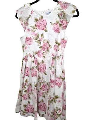 Mayoral Girls White & Pink Floral Sleeveless Cottage Core Fary Dress Size 16 - Image 1 of 4
