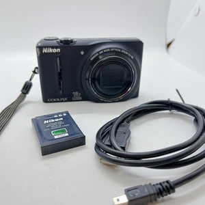 Nikon Coolpix S9100 12,1 megapixel fotocamera digitale compatta nera con batteria dal Giappone - Foto 1 di 22