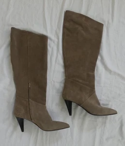 HUSH Beige Leder Wildleder Absatz Kniehohe Stiefel EU 40 UK 7 - Bild 1 von 4