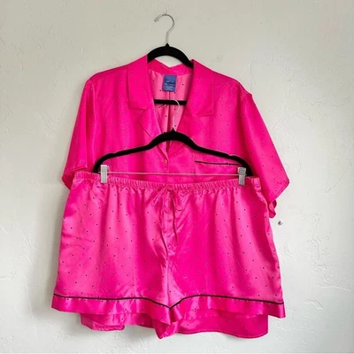 Apt. 9 | Women's Satin Pajama Set Pink with Black Hearts Size XXL NWT - Image 1 of 4