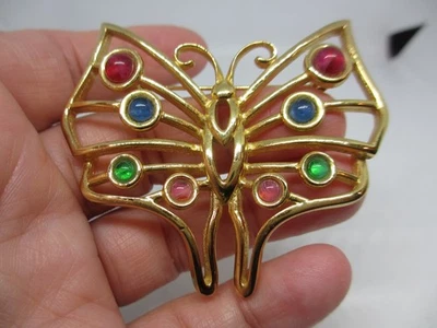 EXQUISITO PRENDEDOR/BROCHE MARIPOSA GRIPOIX VIDRIO VERTIDO TONO DORADO CHRISTIAN DIOR DE COLECCIÓN Foto 1 de 4