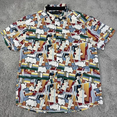 Play Cloths Shirt Mens 2XL Pop Art Comic Print Graphic Button Up Casual Bold - Image 1 of 4