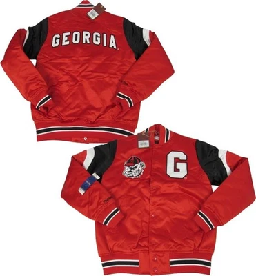 Nueva Chaqueta a Presión Georgia Bulldogs Para Hombres Mitchell & Ness Peso Pesado Satén $150 Foto 1 de 4