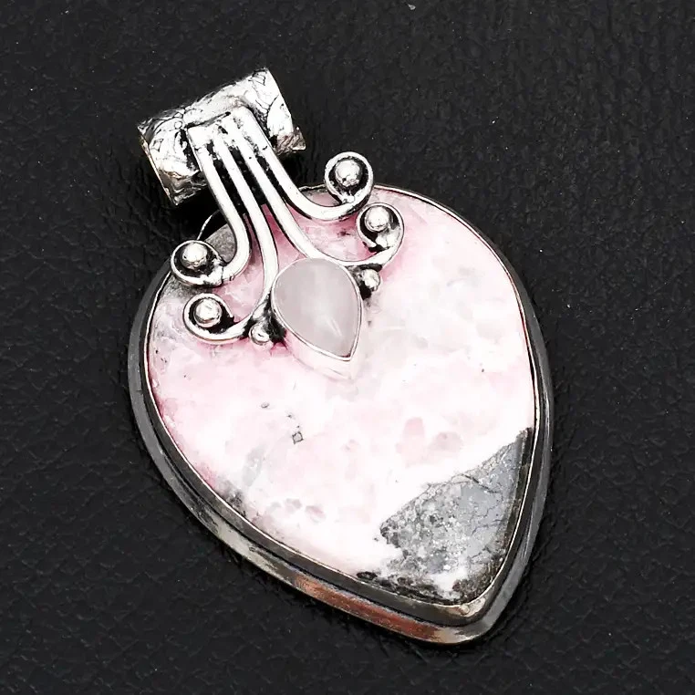 Rhodochrosite 玫瑰石英宝石手工吊坠珠宝礼品 2.44" AP-14528 — 第 1/1 张图片