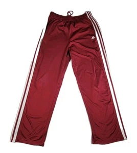 Adidas Track Pants Straight Leg Three Striped Mens Size Large Burgundy White - Picture 1 of 10