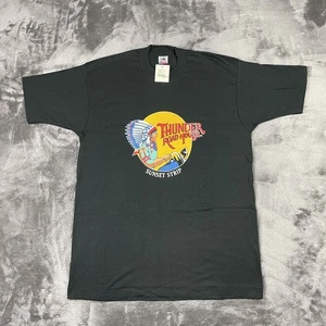 Vintage 90er Neu mit Etikett Thunder Road House Sonnenuntergang Streifen Kalifornien Motorrad T-Shirt LARGE - Bild 1 von 12