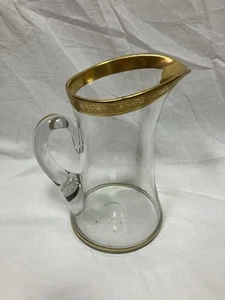 Vintage Tiffin Glass Gold Rim Water Pitcher Franciscan Glass Elegant - Picture 1 of 12
