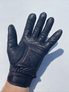 Harley-Davidson Women SCROLL Willie G Skull Black Leather Gloves Large Red - Picture 1 of 6