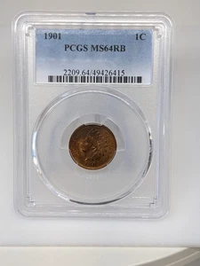 1901 Indian Head Cent PCGS Certified MS64 RB #574 - Picture 1 of 5