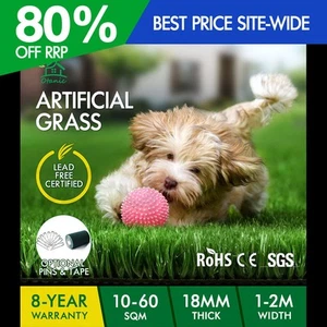 OTANIC Artificial Grass 10-20 SQM/Roll Synthetic Turf Olive Lawn Fake Yarn 18mm - Picture 1 of 84