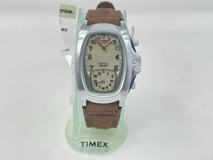 Rare Timex Expedition Indiglo Dual Zone Quartz Watch Original Leather Strap WR50 - Picture 1 of 10