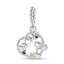 Wow Charms Silver 925 Charm Heart Balloon Pendant Mother's Day Gift for Mom New.