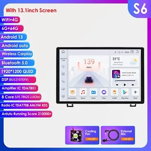 13.1" Touch Screen Android 13 Car Stereo Radio 64GB For Toyota Tundra 2007-2013 - Picture 1 of 18