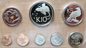 0883 - 1975 Papua New Guinea 8-Coin Proof Set Franklin Mint w/ COA - Picture 1 of 12