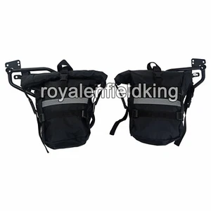 Fit For Royal Enfield Himalayan 411 D1 Top Frame Canvas Luggage Bags Pair Black - Picture 1 of 7