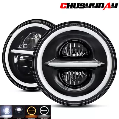 Pair for Chevrolet C10 C20 Pickup K10 K20 7"inch Round LED Headlights High Low - Image 1 of 4