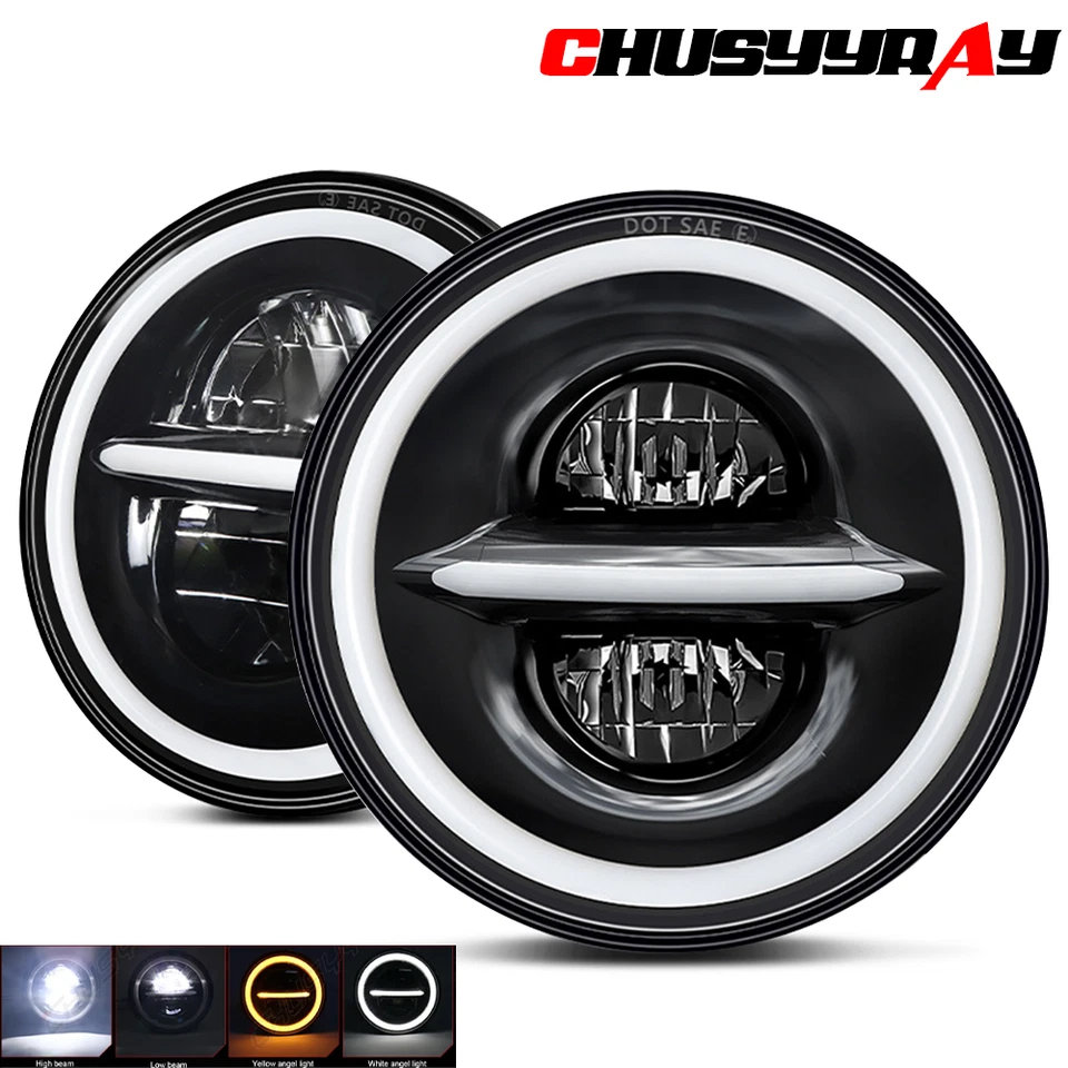 Pair for Chevrolet C10 C20 Pickup K10 K20 7"inch Round LED Headlights High Low - Image 1 of 4