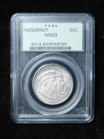 1924 50c Huguenot Commemorative Half Dollar - PCGS MS63 OGH Cover