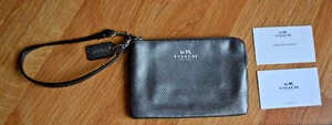 Coach F53429 Crossgrain Leather Corner Zip Wristlet, Silver/ care instructions - Picture 1 of 6