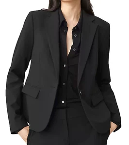 CHAQUETA BLAZER ANN TAYLOR NEGRA CON MUESCAS DE UN BOTÓN ELÁSTICA SIN TEMPORADA TALLA 4 NUEVA - Imagen 1 de 8