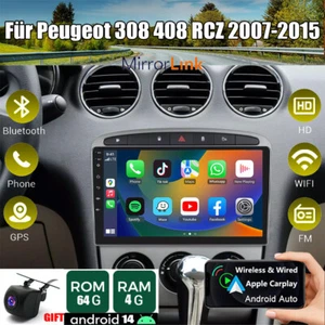 Für Peugeot 308 408 RCZ 2007-2015 9 Zoll Android 14 Autoradio 64GB GPS Navi WiFi - Bild 1 von 15