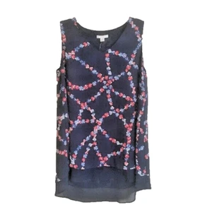 Cato Layered Swing Top Blouse Navy Red Multi Floral Sleeveless NWT Woman XS - Picture 1 of 2