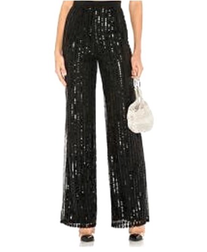 Tory Burch abito donna nero seta paillettes gamba larga pantaloni festa taglia 12 us intime ottimeioni