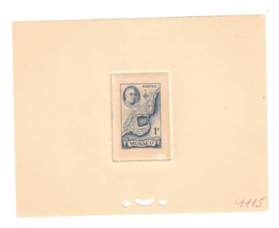 Estampilla de Roosevelt 1946 Mónaco FDR prueba de color Scott 201 1f azul Foto 1 de 2