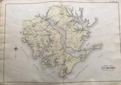 1898 BALTIMORE COUNTY MARYLAND PATAPSCO BACK RIVER NECK MILLERS ISLAND ATLAS MAP - Image 1 of 4