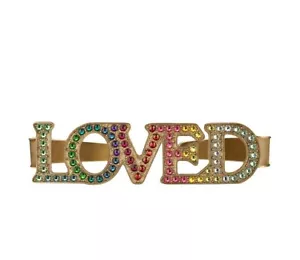 Neu Gucci Gold ""LOVED"" Handmanschette mit Regenbogenkristallen 469606 8523 - Bild 1 von 6