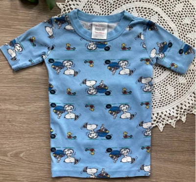 全新带标签 Hanna Andersson 史努比花生短约翰睡衣 100/美国 4 — 第 1/4 张图片