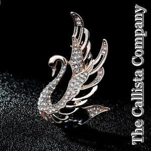 THE CALLISTA COMPANY, 14K ROSE GOLD SWAN BROOCH / PIN (CHOICE OF 3-COLORS) ✓ - Picture 1 of 5