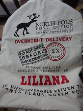Large White Christmas Drawstring Bag Santa Claus Sack Reindeer LILIANA Red Mica