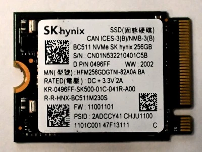 256 GB M.2 BC511 NVMe Hynix 3.3V  SSD Solid State Drive - Image 1 of 3