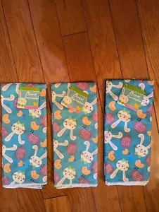Happy Easter Holiday 3 Kitchen Hand Printed Towels w/Easter Rabbits Eggs Print. - Picture 1 of 2