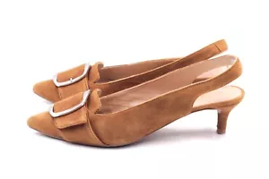 UNISA Slingbacks Pumps EUR 38 UK 5 Braun Echt Leder Wildleder Kitten Heels - Bild 1 von 7