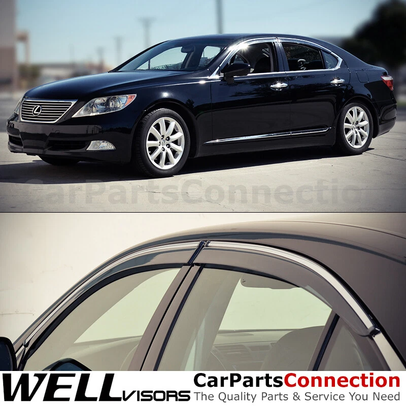 Viseras de ventana WellVisors 07-17 para Lexus LS460 deflectores laterales cromados Foto 1 de 4