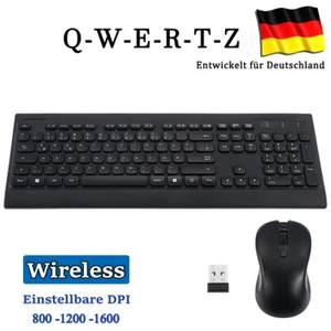 Deutsches Layout Tastatur und Maus Set Kabellos Leise Maus Tastatur Set QWERTZ - Bild 1 von 13