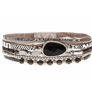 Silver Black Gem Magnetic Multistrand Bracelet - Picture 1 of 1