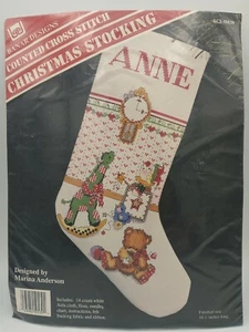 Medias de Navidad contadas punto de cruz juguetes oso vintage nuevo - Imagen 1 de 3