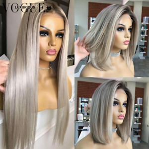 Ice Blonde Colored Brazilian Virgin Straight Lace Front Human Hair Wigs Bob Wigs