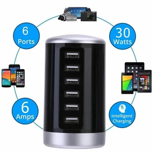 Multi 6 Port Universal USB Charger Dock Station Wall Charger Android, Apple, etc - Picture 1 of 7