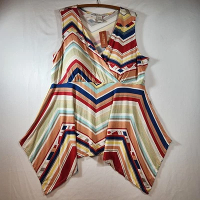 American Rag Cie Tunic Top Dress Womens Sz 2X Asymmetrical Multicolor Stripe NWT - Image 1 of 4