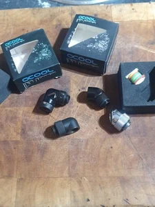 AlphaCool Xspc Water Cooling Fittings 90⁰ 45⁰ 90 45 Deg Angled G1/4 Male Female - Afbeelding 1 van 5