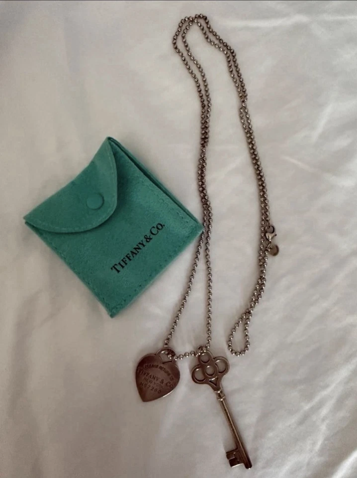 Tiffany & Co. Sterling Silber Return Herz & Schlüssel Anhänger Halskette- - Bild 1 von 4