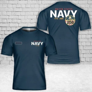 Custom Name US Navy 250th Anniversary 3D T-Shirt Military AOP SHirt S-5XL - Picture 1 of 2