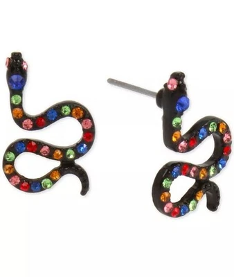 Nuevos Pendientes Betsey Johnson Pavé Multicolor Serpiente Foto 1 de 4