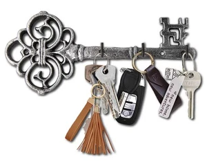 Key Holder for Wall - Cast Iron Skeleton Key - Decorative Farmhouse Rustic Wa... - Picture 1 of 7