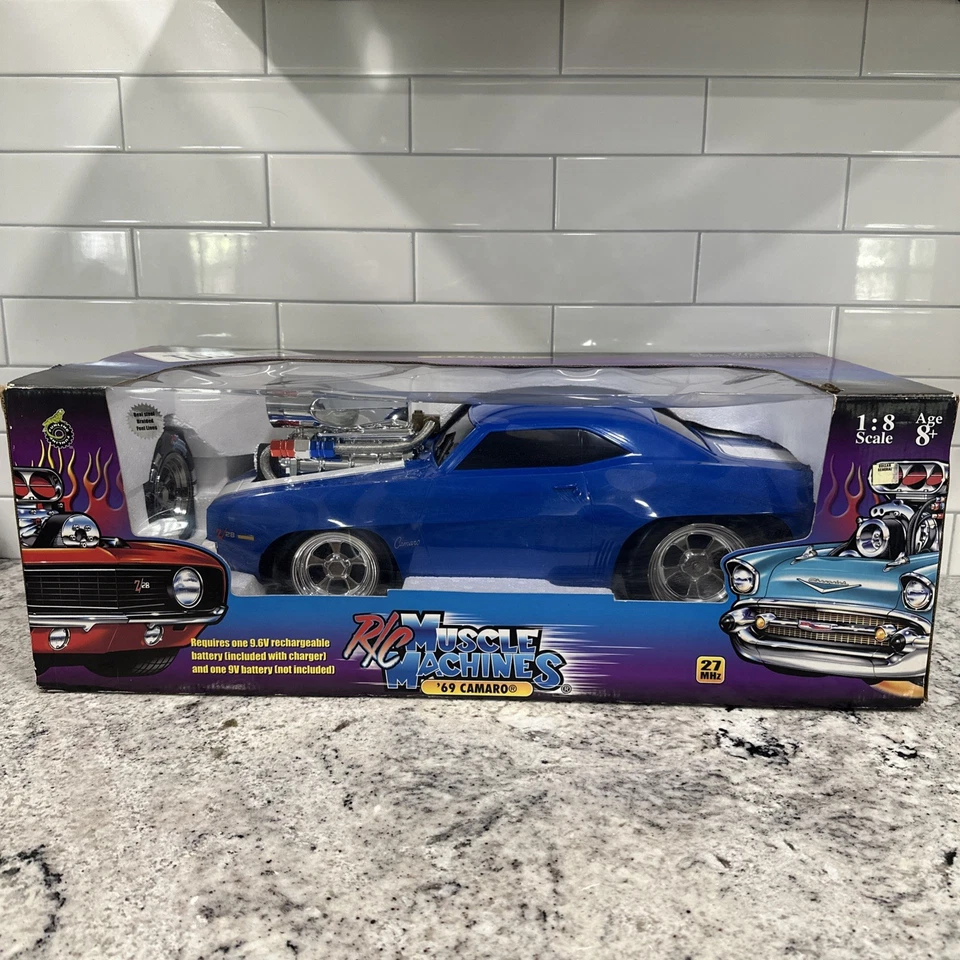 MUSCLE MACHINES RC ‘69 Camaro Blue 1:8 Scale ACTION Funline 2004 HUGE NIB - Image 1 of 4